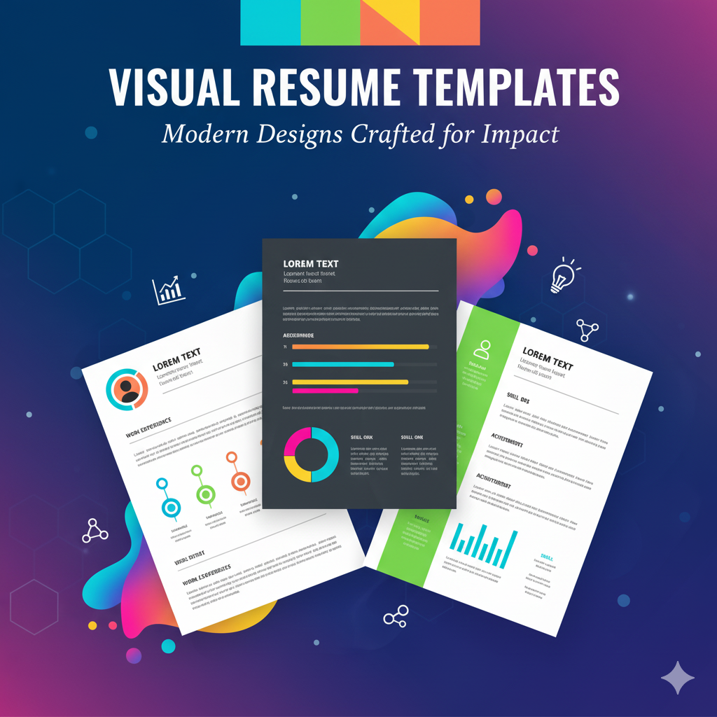 Modern visual resume templates on computer screens
